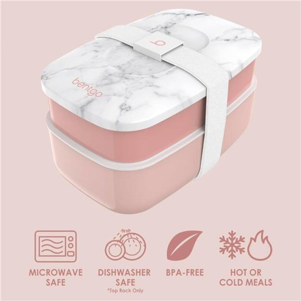 Adult Bento Box, Stackable 3-Compartment Lunch Box with Removable Utensil Set - Picture 4 of 7